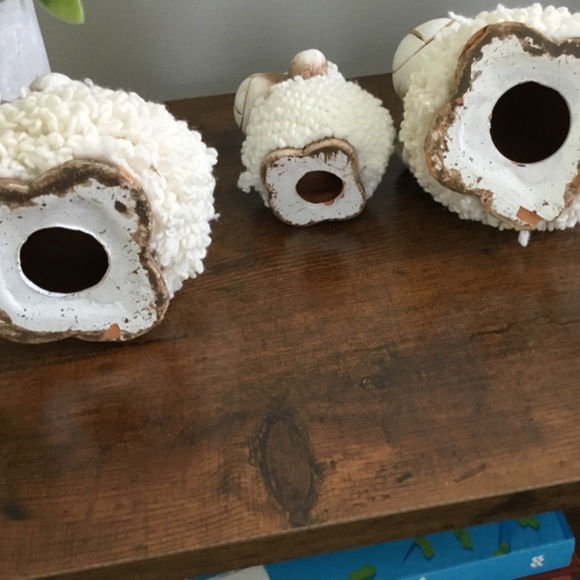 Sheep Lamb Ewe, Decorative, Ceramic and yarn. Tabletop 3 pieces - Picture 4 of 5